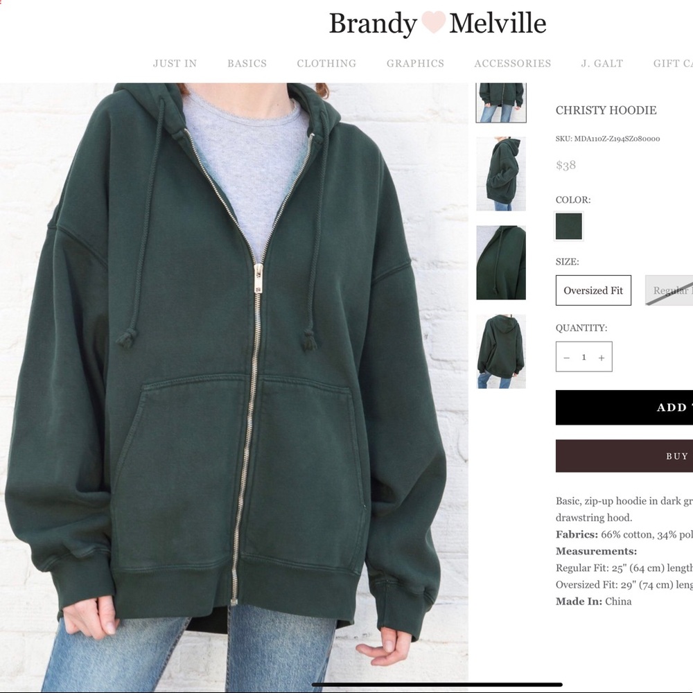 brandy melville christy hoodie